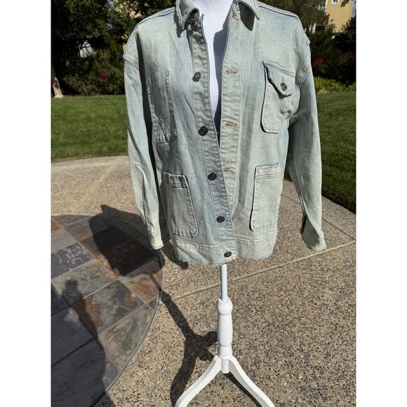 MSRP $128 LNDN by Free People Organic Cotton Light Washed Denim Jacket Size S-M - Picture 13 of 14